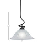 Capri One Light Pendant in Matte Black with 16" White Marble Shade