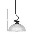 Capri One Light Pendant in Matte Black with 13" Clear Ribbed Shade