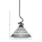 Capri One Light Pendant in Matte Black with 16" Pewter Art Glass Shade