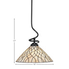 Capri One Light Pendant in Matte Black with 16" Sandhill Art Glass Shade