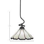 Capri One Light Pendant in Matte Black with 16" Pearl & Black Flair Art Glass Shade