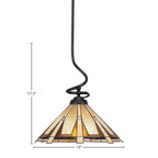 Capri One Light Pendant in Matte Black with 16" Zion Art Glass Shade