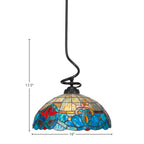 Capri One Light Pendant in Matte Black with 16" Sierra Art Glass Shade