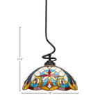 Capri One Light Pendant in Matte Black with 16" Earth Star Art Glass Shade