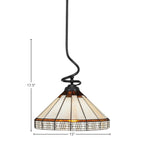 Capri One Light Pendant in Matte Black with 15" Honey & Brown Mission Art Glass Shade