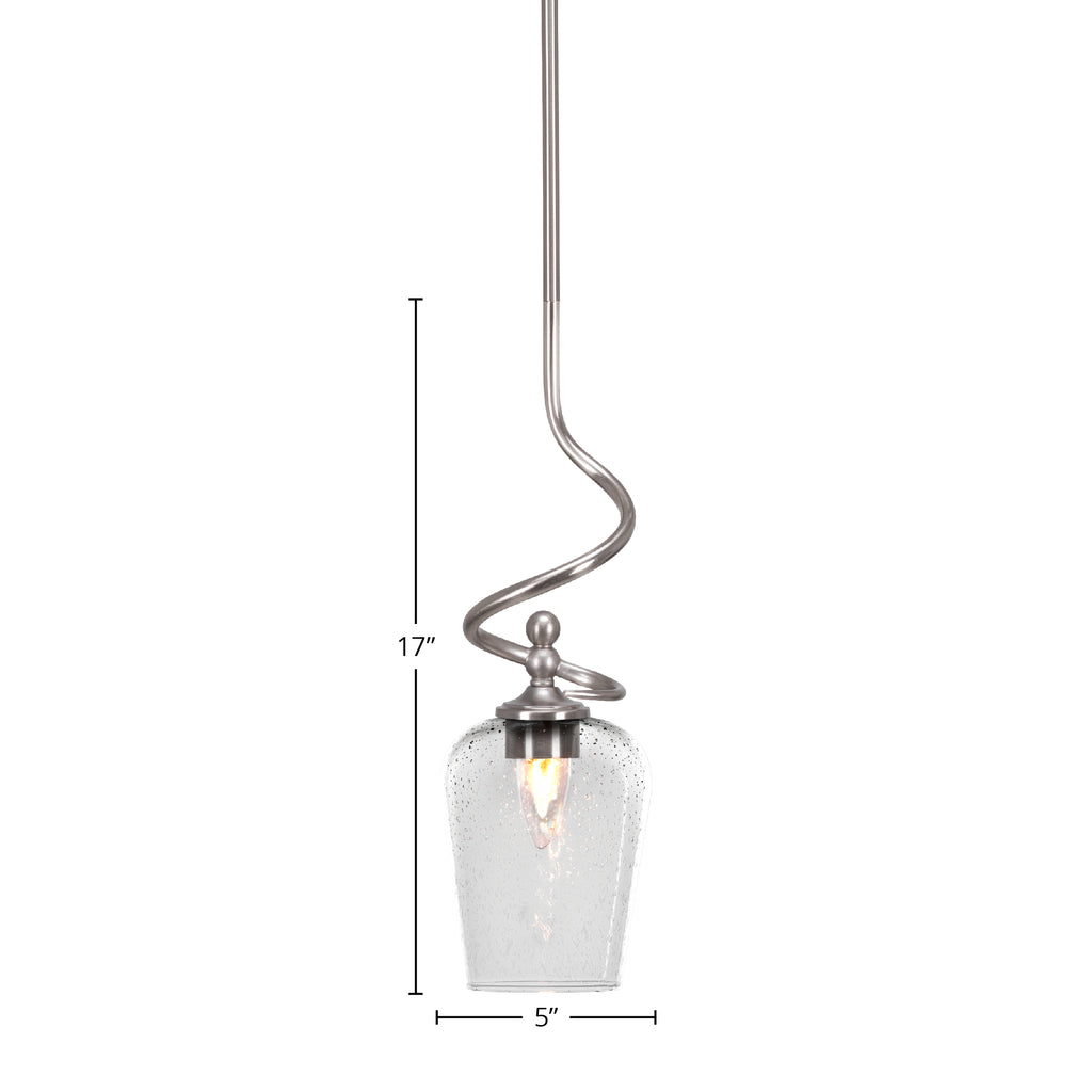 Capri One Light Mini Pendant in Brushed Nickel with 5" Clear Bubble Shade