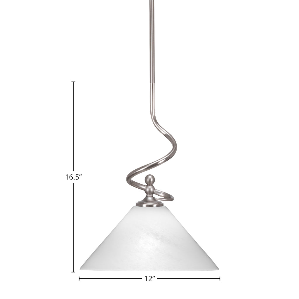 Capri One Light Mini Pendant in Brushed Nickel with 12" White Marble Shade