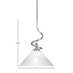 Capri One Light Mini Pendant in Brushed Nickel with 12" White Marble Shade