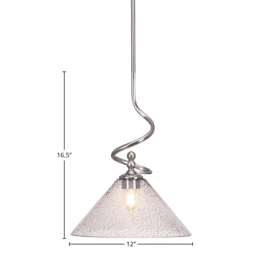 Capri One Light Mini Pendant in Brushed Nickel with 12" Smoke Bubble Shade
