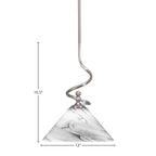Capri One Light Mini Pendant in Brushed Nickel with 12" Onyx Swirl Shade