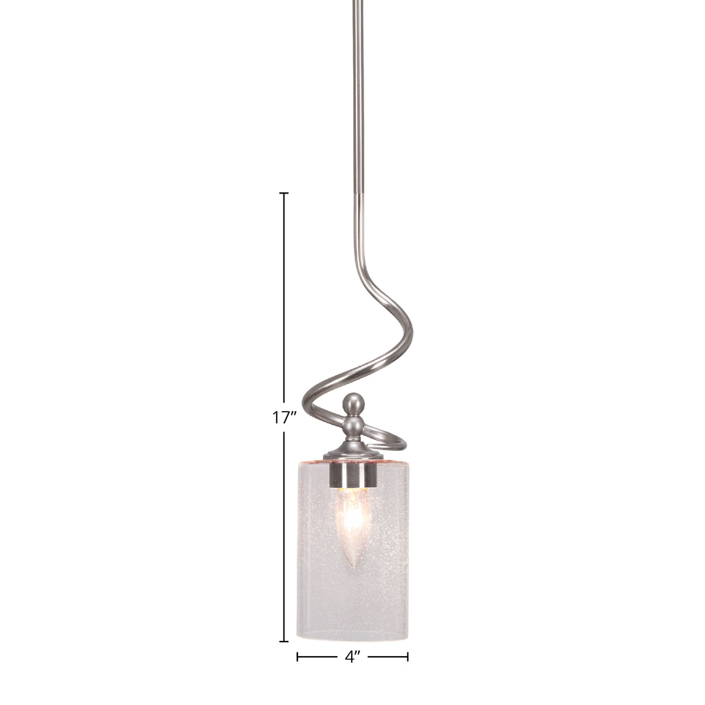 Capri One Light Mini Pendant in Brushed Nickel with 4" Clear Bubble Shade