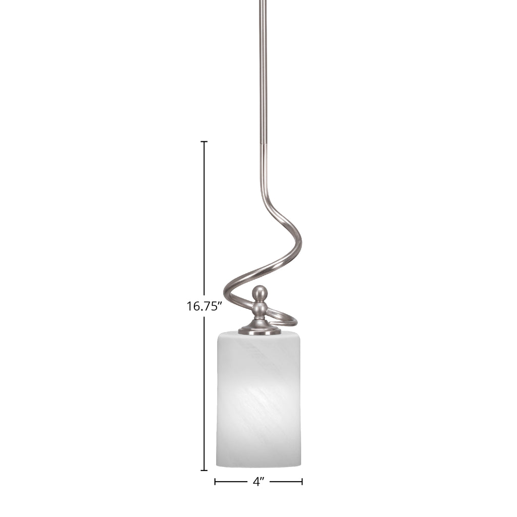 Capri One Light Mini Pendant in Brushed Nickel with 4" White Marble Shade