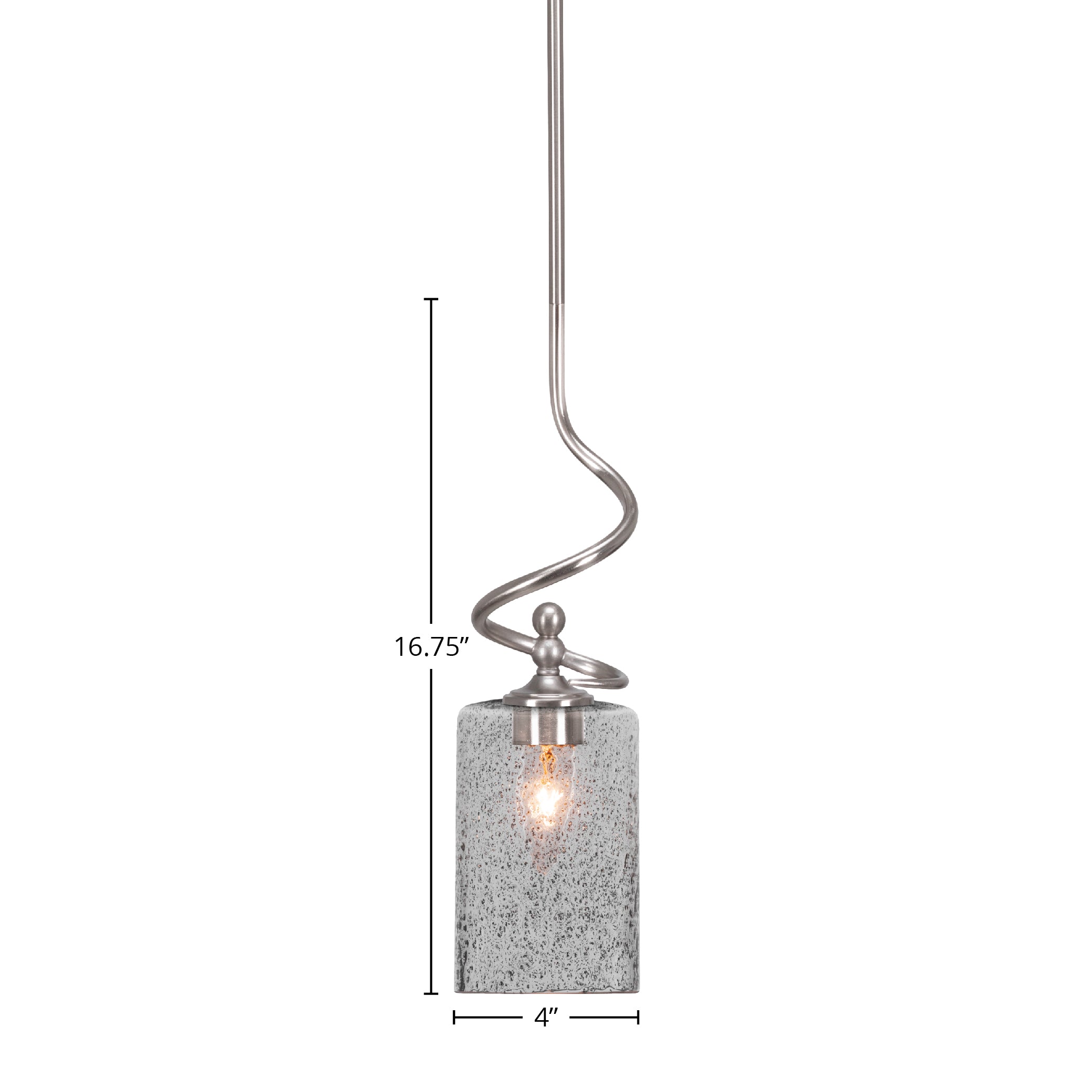 Capri One Light Mini Pendant in Brushed Nickel with 4" Smoke Bubble Shade