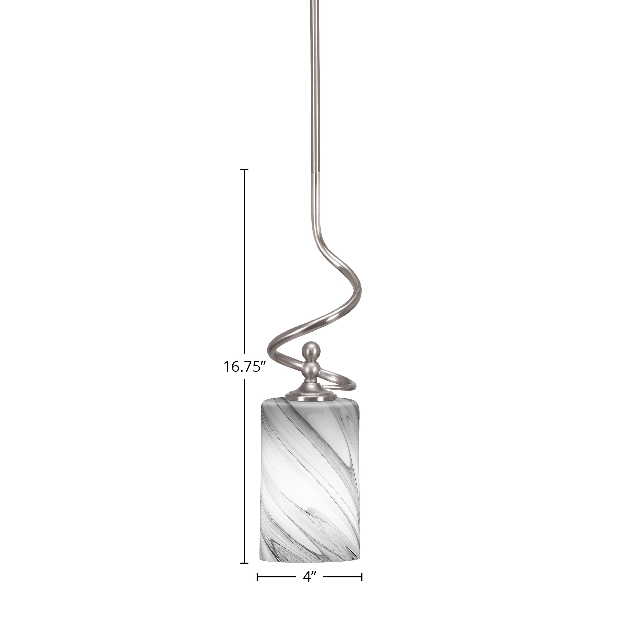 Capri One Light Mini Pendant in Brushed Nickel with 4" Onyx Swirl Shade