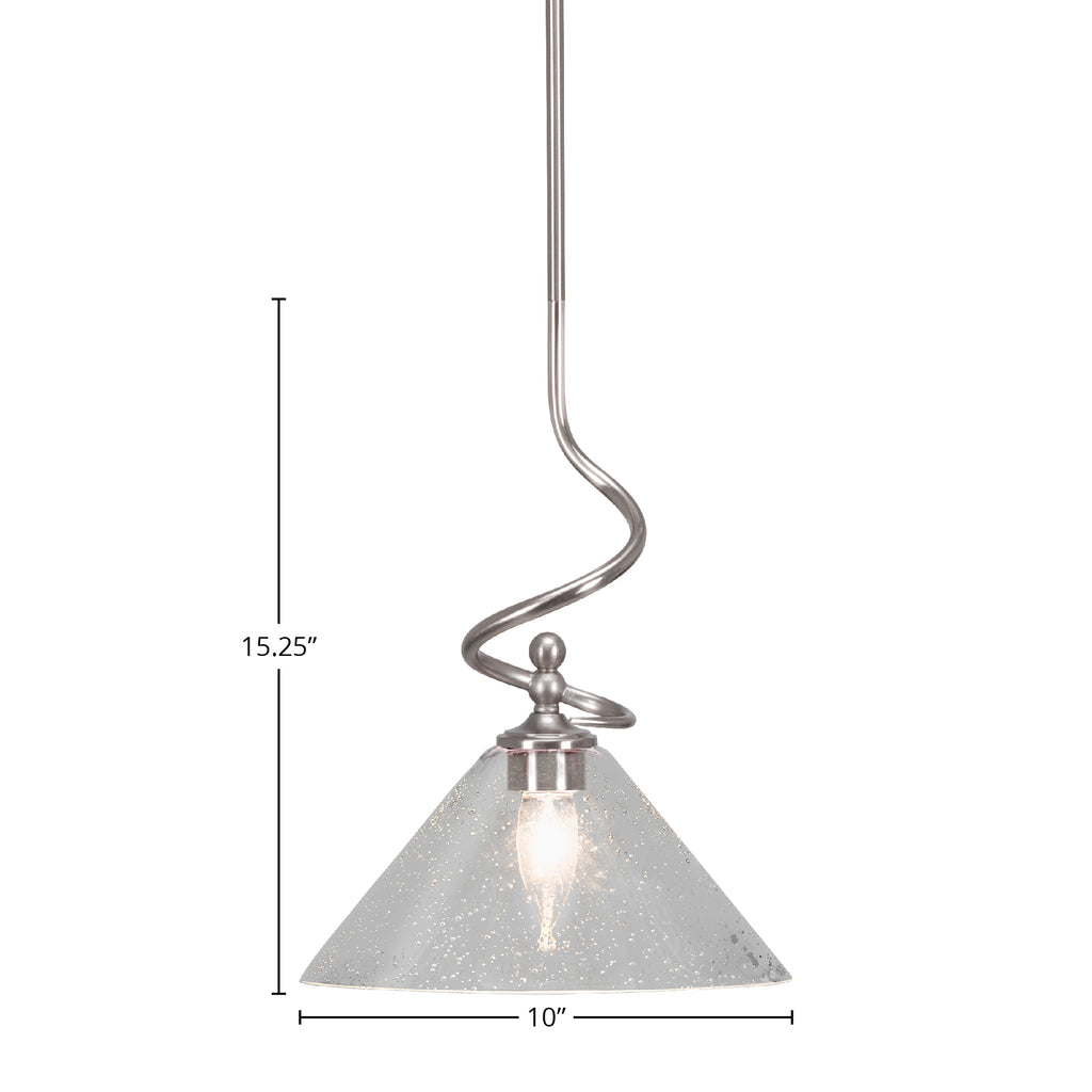 Capri One Light Mini Pendant in Brushed Nickel with 10" Clear Bubble Shade