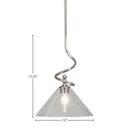 Capri One Light Mini Pendant in Brushed Nickel with 10" Clear Bubble Shade