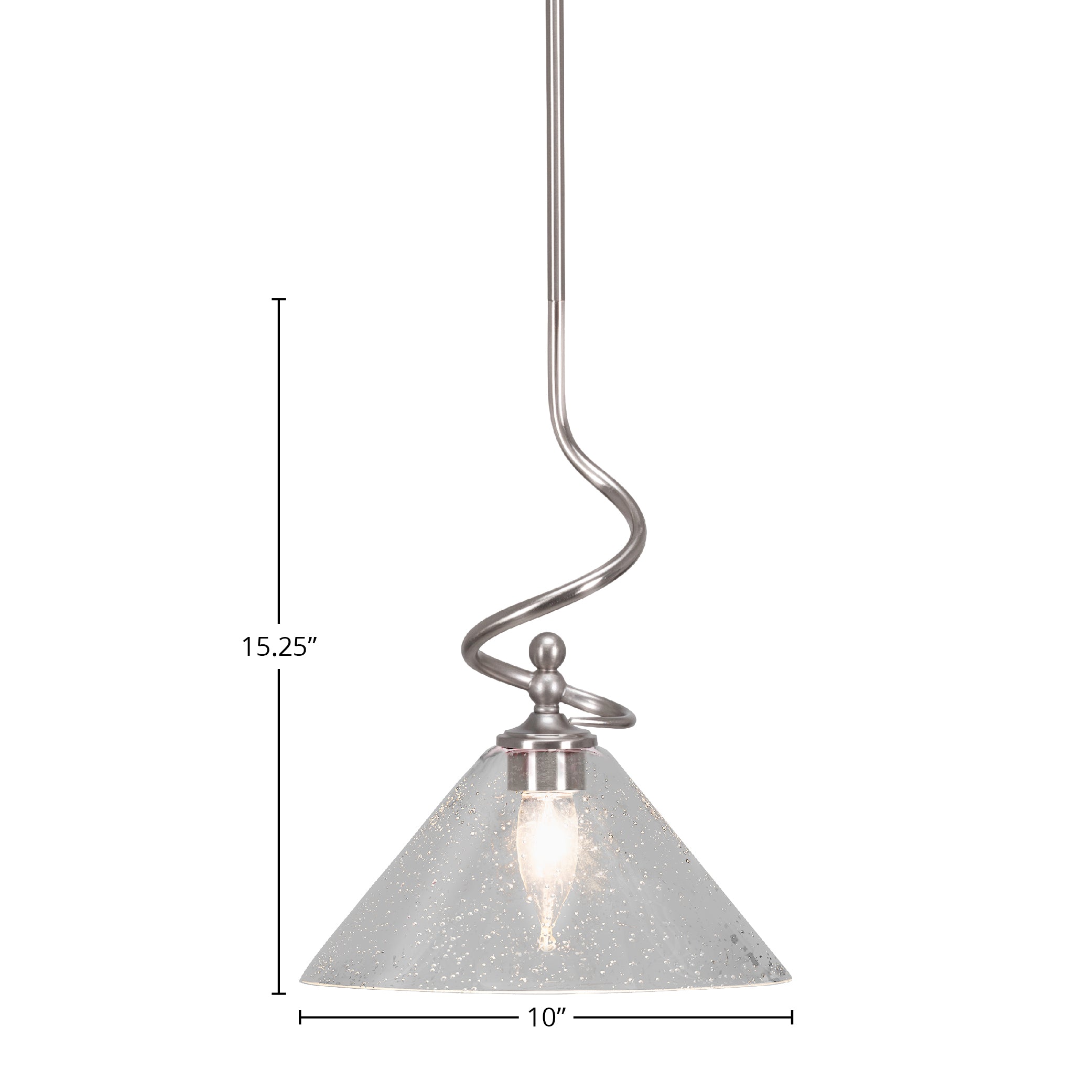 Capri One Light Mini Pendant in Brushed Nickel with 10" Clear Bubble Shade