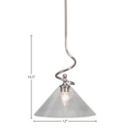 Capri One Light Mini Pendant in Brushed Nickel with 12" Clear Bubble Shade