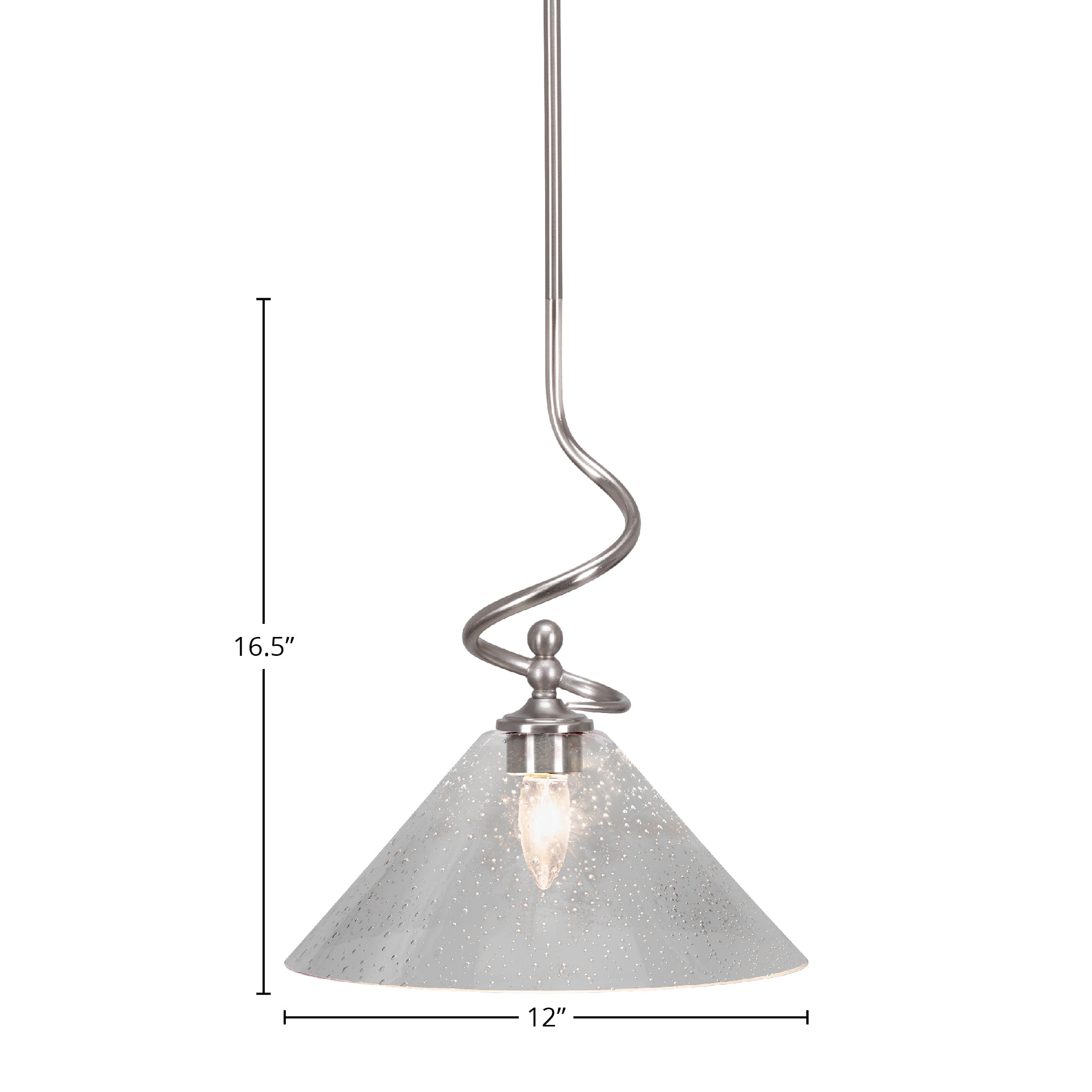 Capri One Light Mini Pendant in Brushed Nickel with 12" Clear Bubble Shade