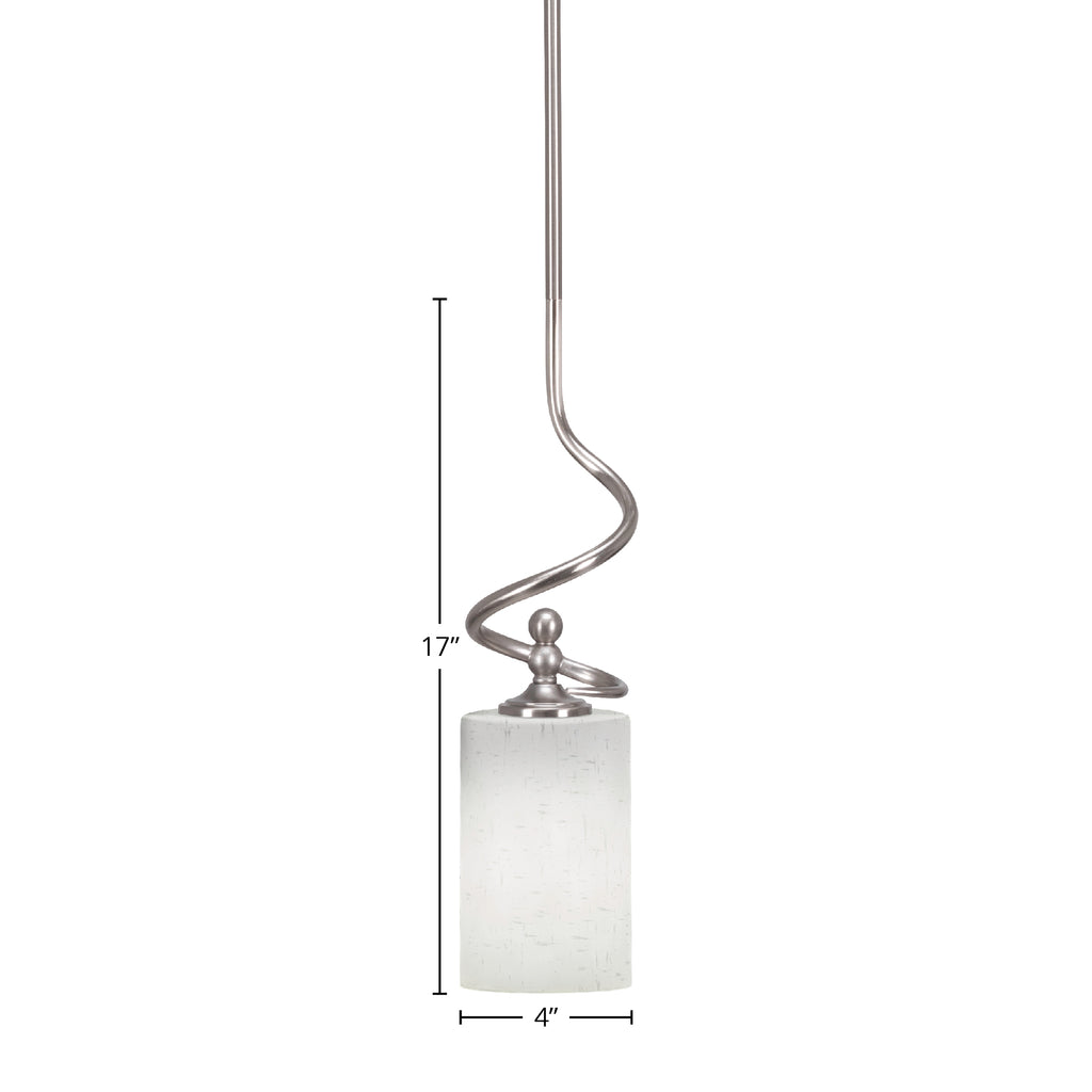Capri One Light Mini Pendant in Brushed Nickel with 4" White Muslin Shade
