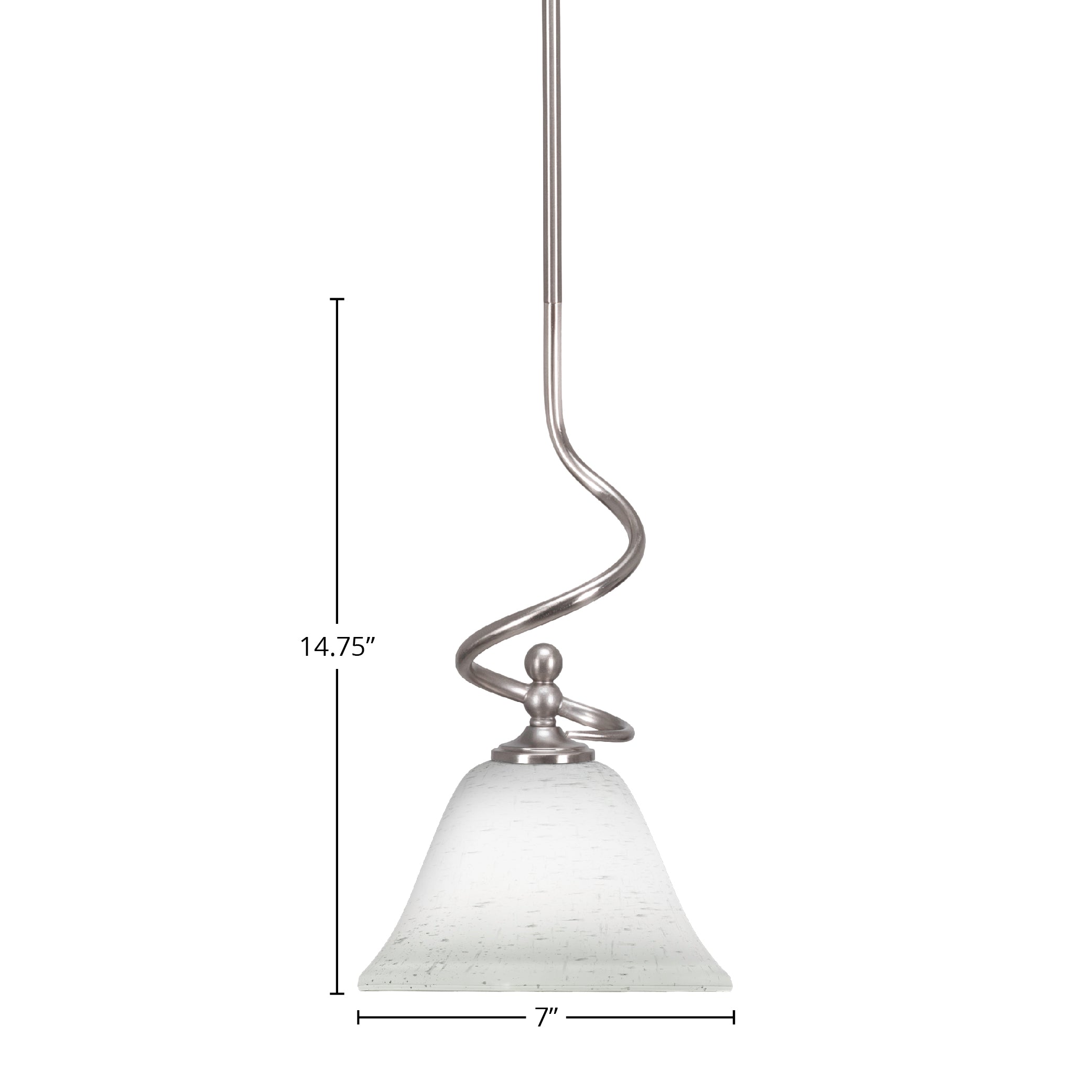 Capri One Light Mini Pendant in Brushed Nickel with 7" White Muslin Shade