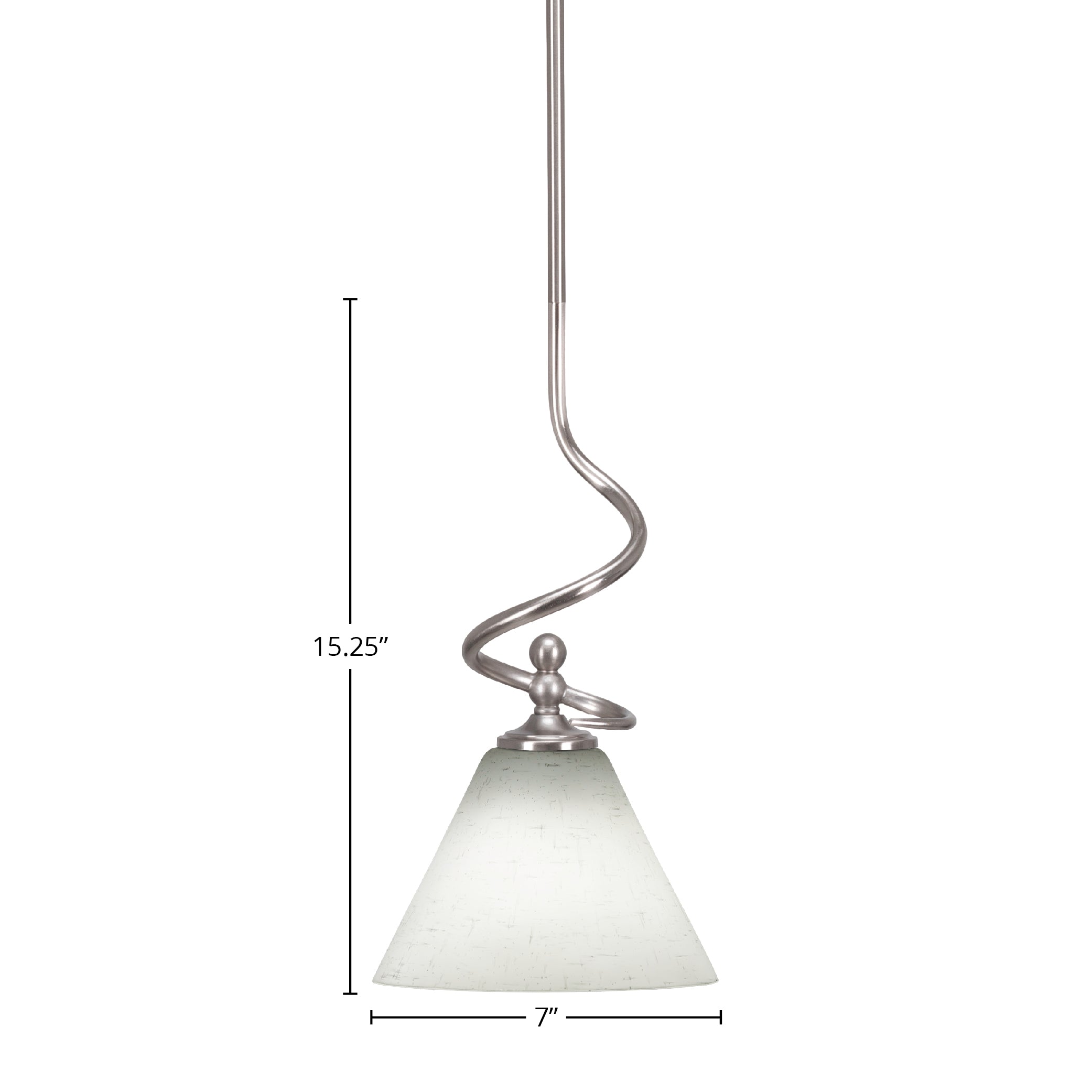 Capri One Light Mini Pendant in Brushed Nickel with 7" White Muslin Shade