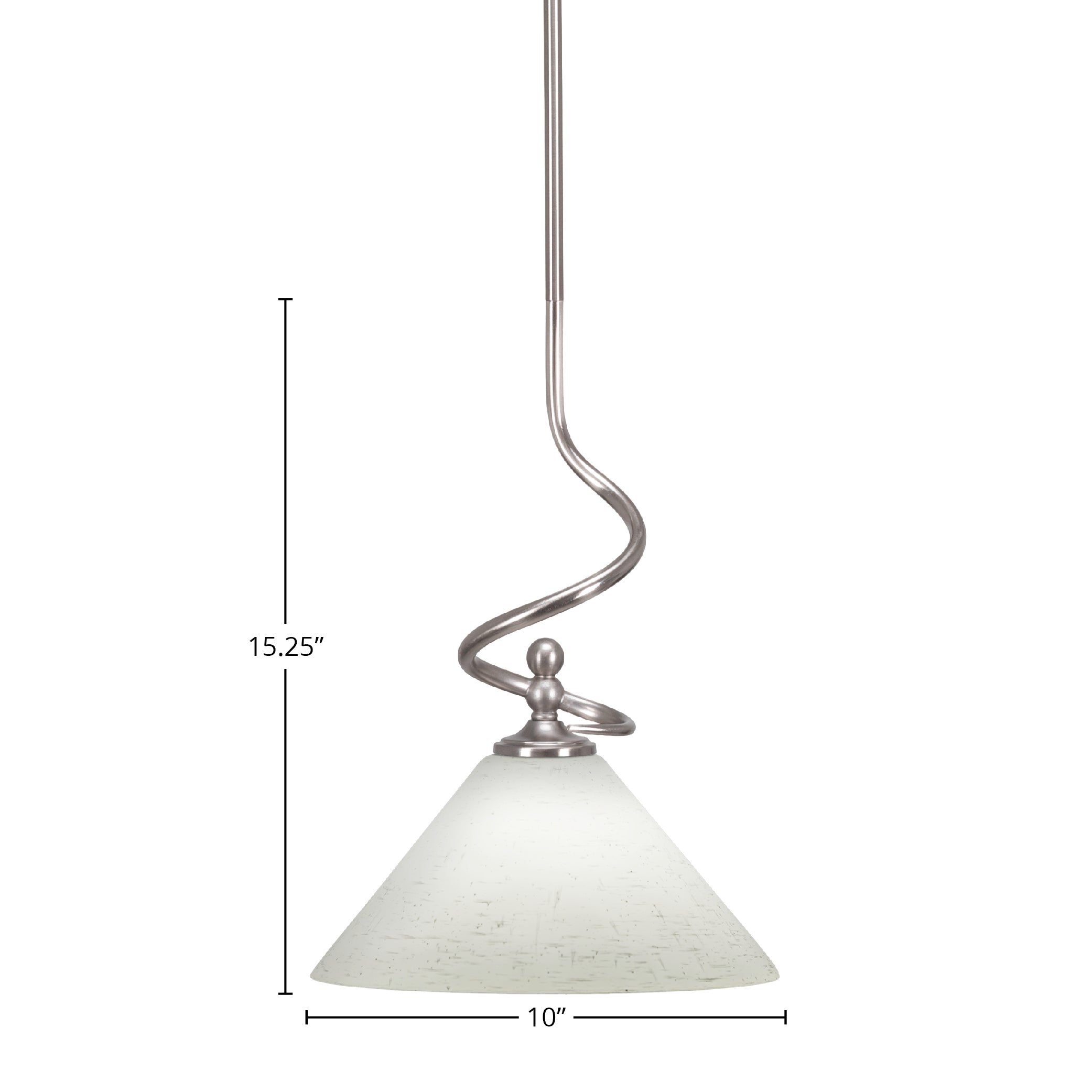 Capri One Light Mini Pendant in Brushed Nickel with 10" White Muslin Shade