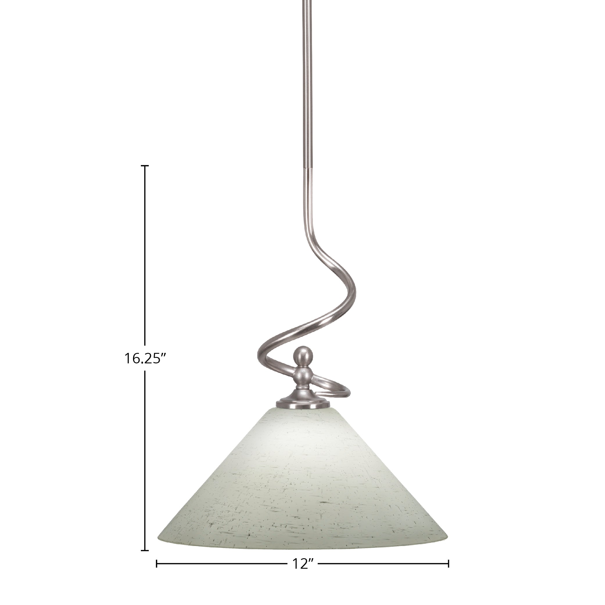 Capri One Light Mini Pendant in Brushed Nickel with 12" White Muslin Shade