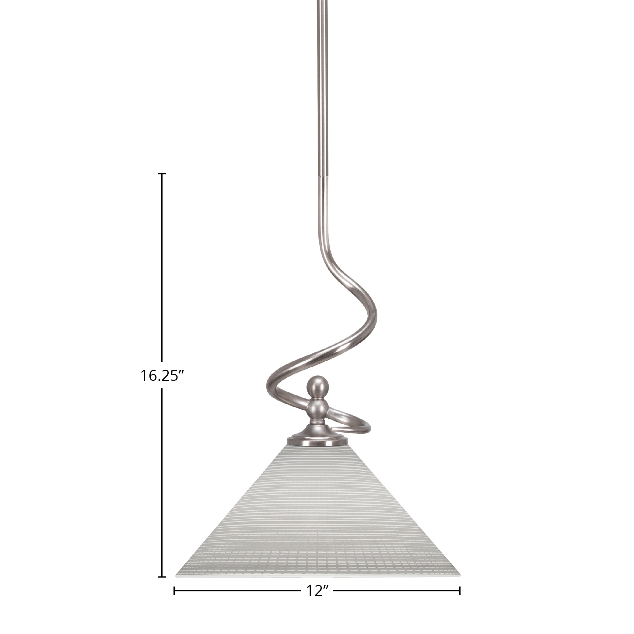 Capri One Light Mini Pendant in Brushed Nickel with 12" White Matrix Shade