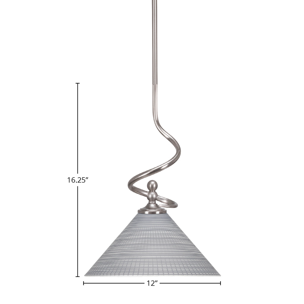 Capri One Light Mini Pendant in Brushed Nickel with 12" Gray Matrix Shade