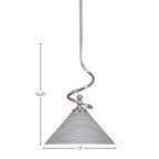 Capri One Light Mini Pendant in Brushed Nickel with 12" Gray Matrix Shade