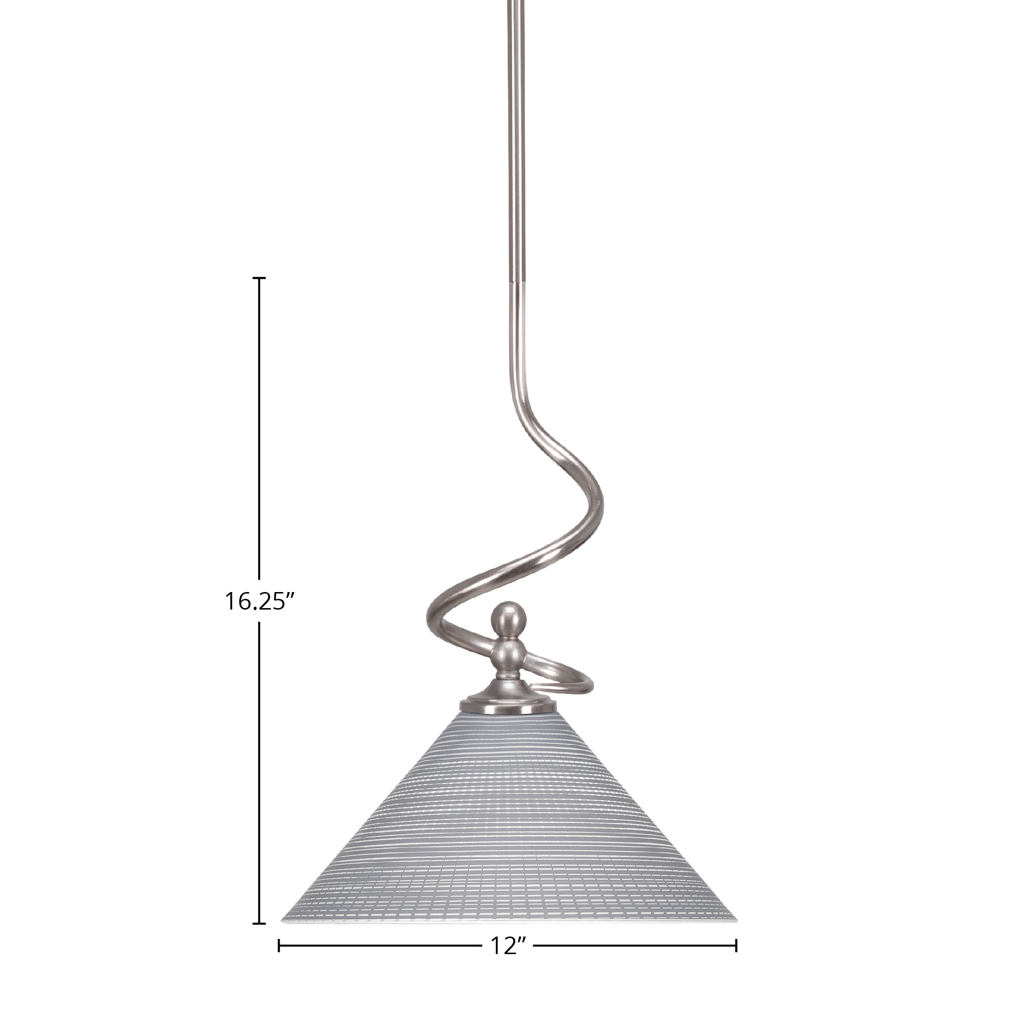 Capri One Light Mini Pendant in Brushed Nickel with 12" Gray Matrix Shade