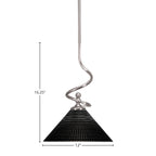 Capri One Light Mini Pendant in Brushed Nickel with 12" Black Matrix Shade