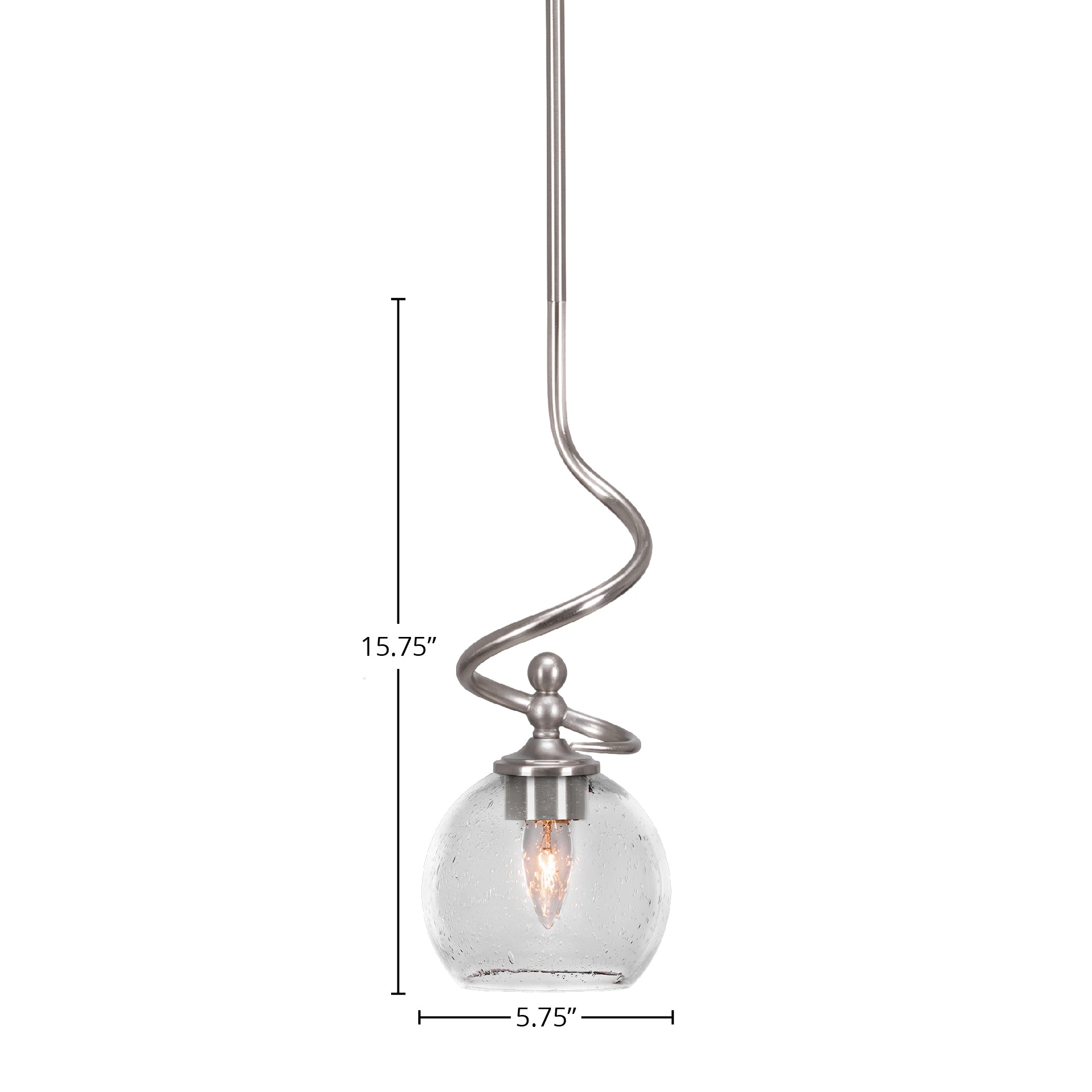 Capri One Light Mini Pendant in Brushed Nickel with 5.75" Clear Bubble Shade