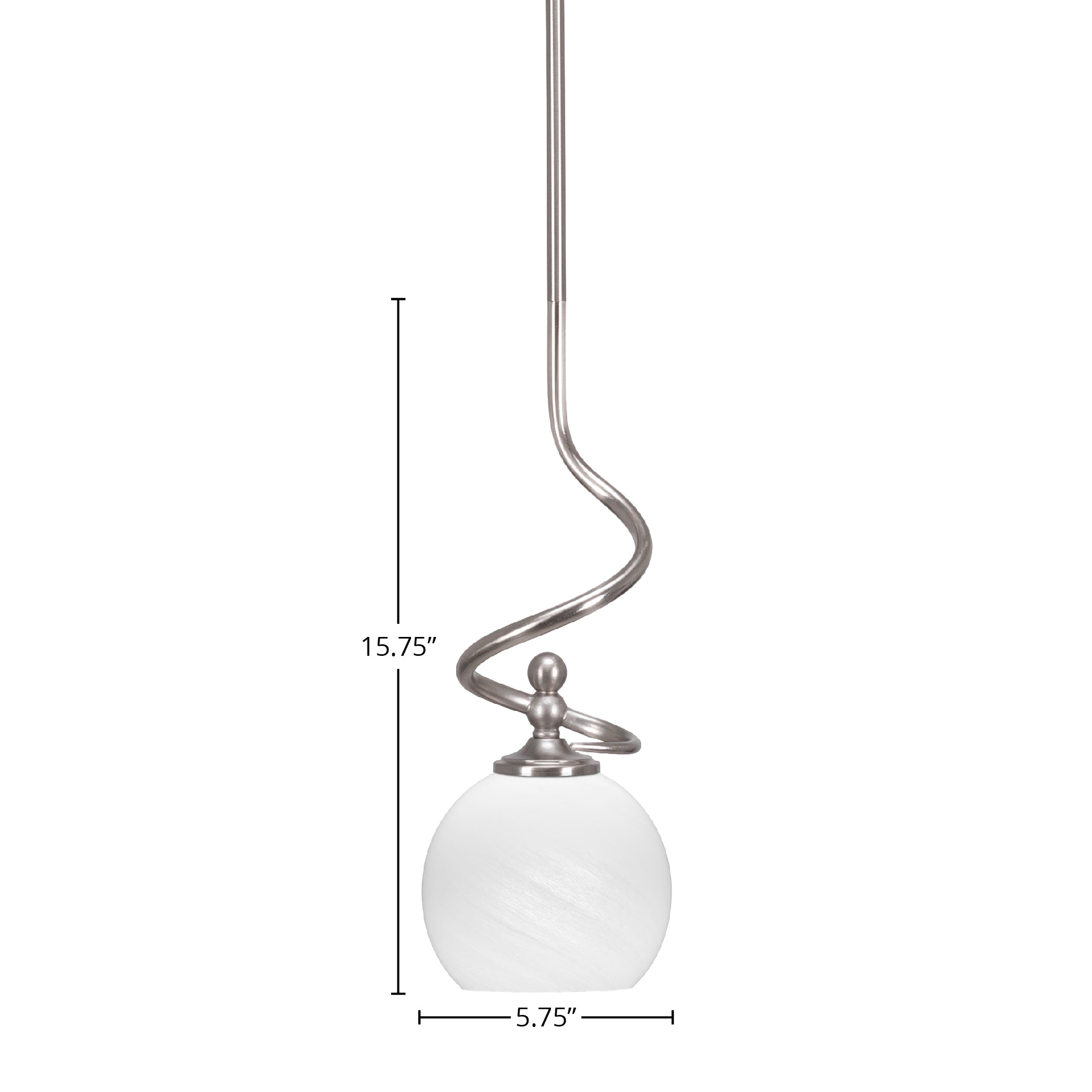 Capri One Light Mini Pendant in Brushed Nickel with 5.75" White Marble Shade