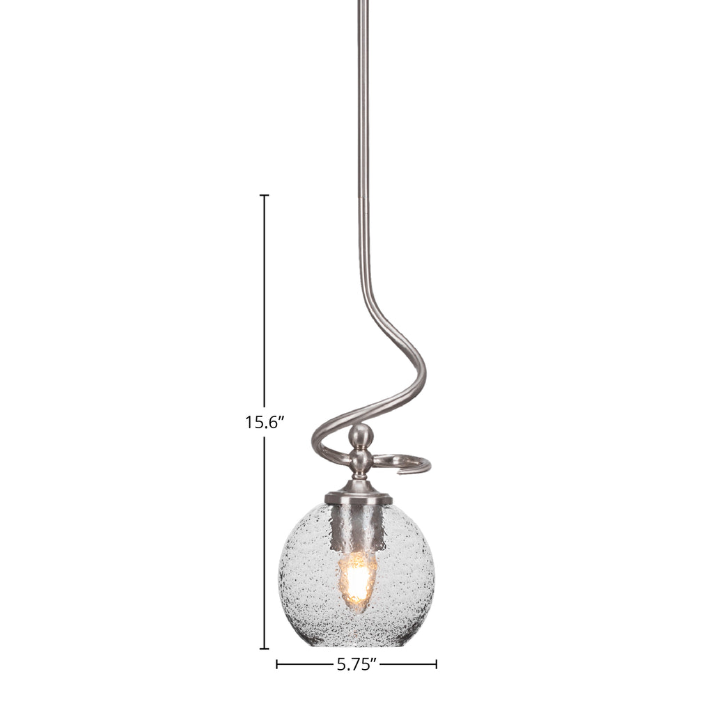 Capri One Light Mini Pendant in Brushed Nickel with 5.75" Smoke Bubble Shade