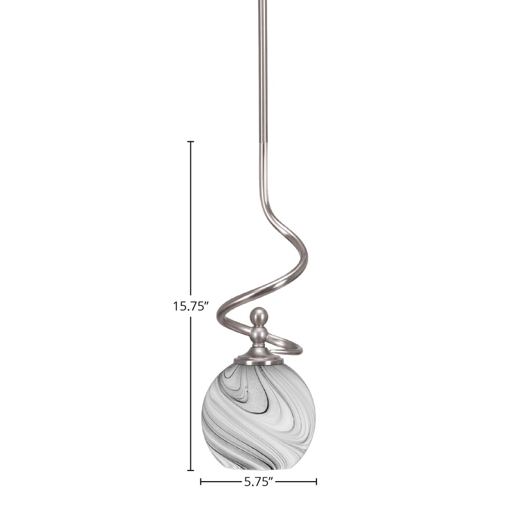 Capri One Light Mini Pendant in Brushed Nickel with 5.75" Onyx Swirl Shade