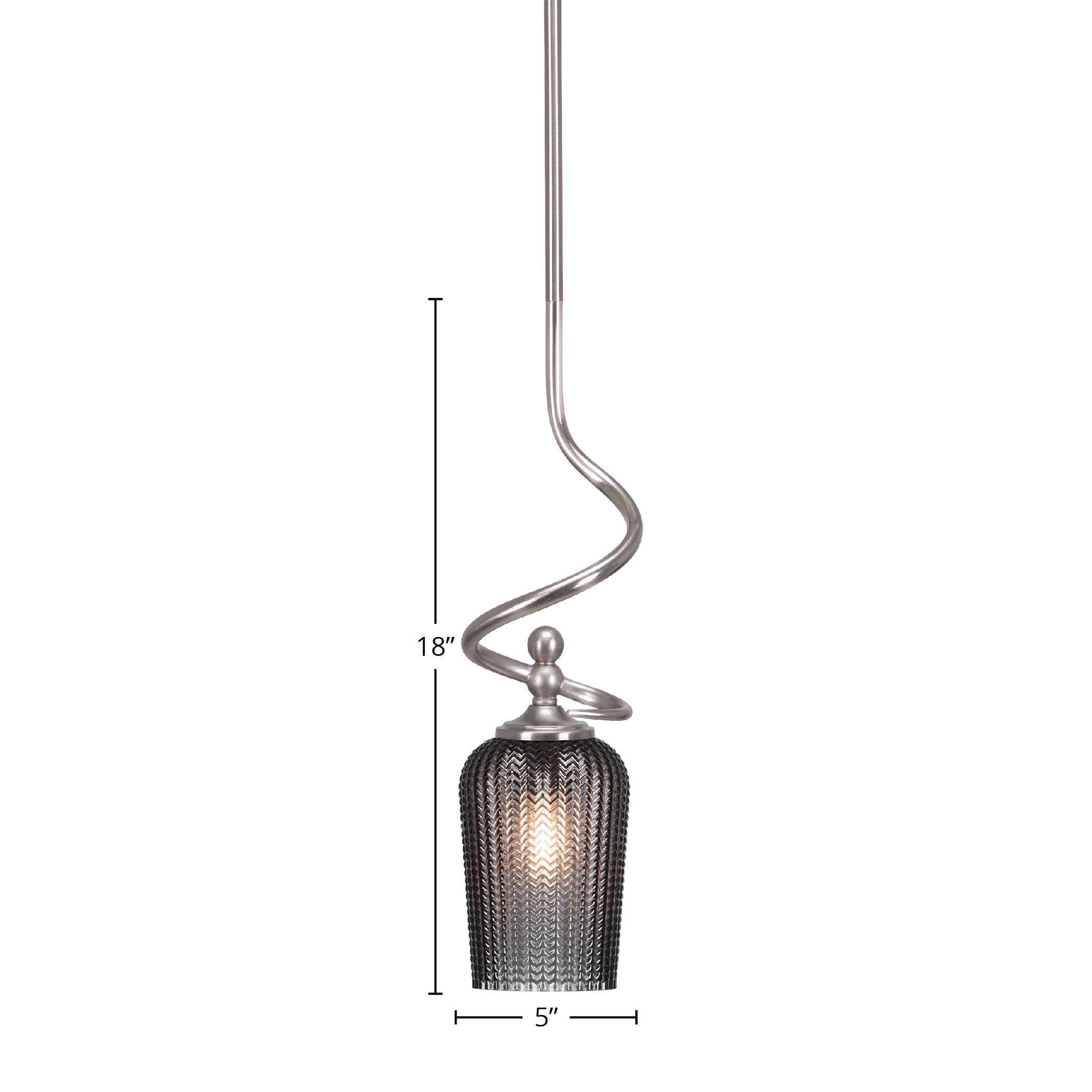Capri One Light Mini Pendant in Brushed Nickel with 5" Smoke Textured Shade