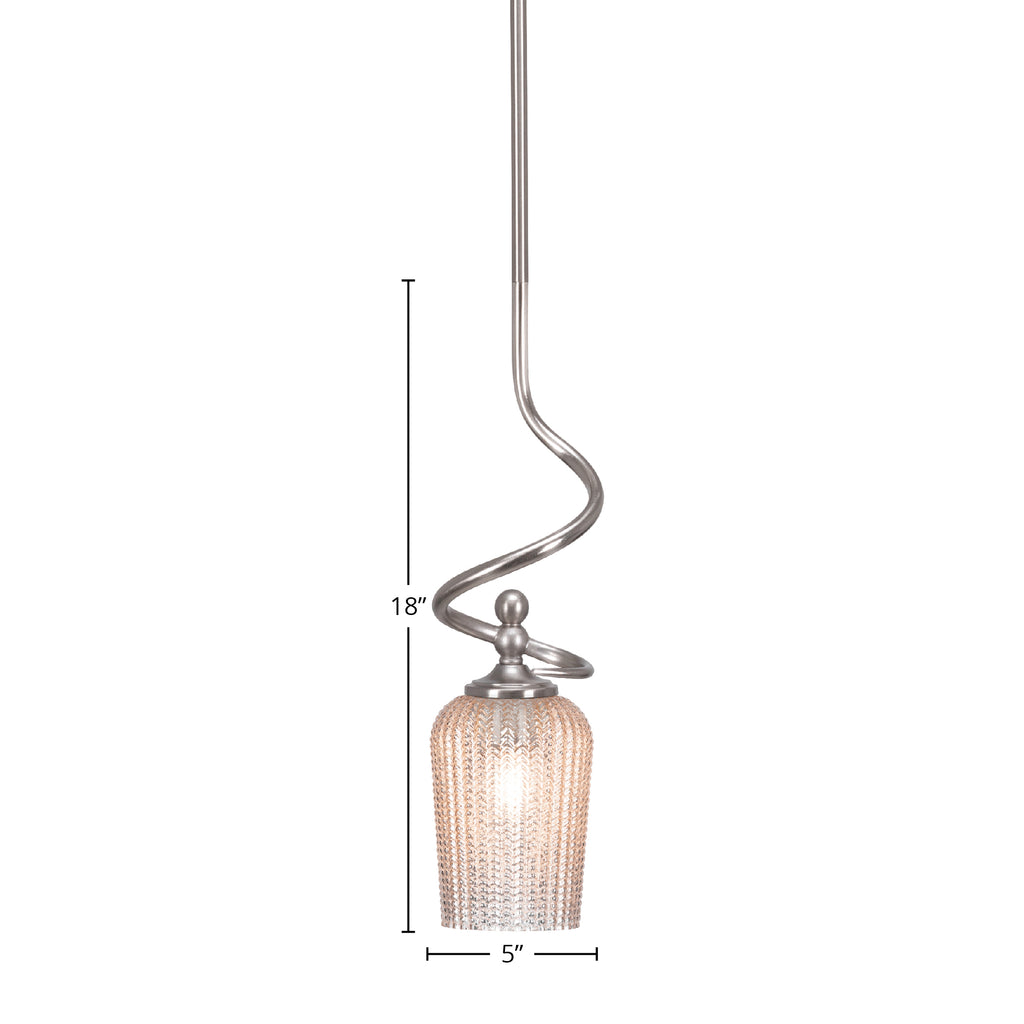 Capri One Light Mini Pendant in Brushed Nickel with 5" Silver Textured Shade