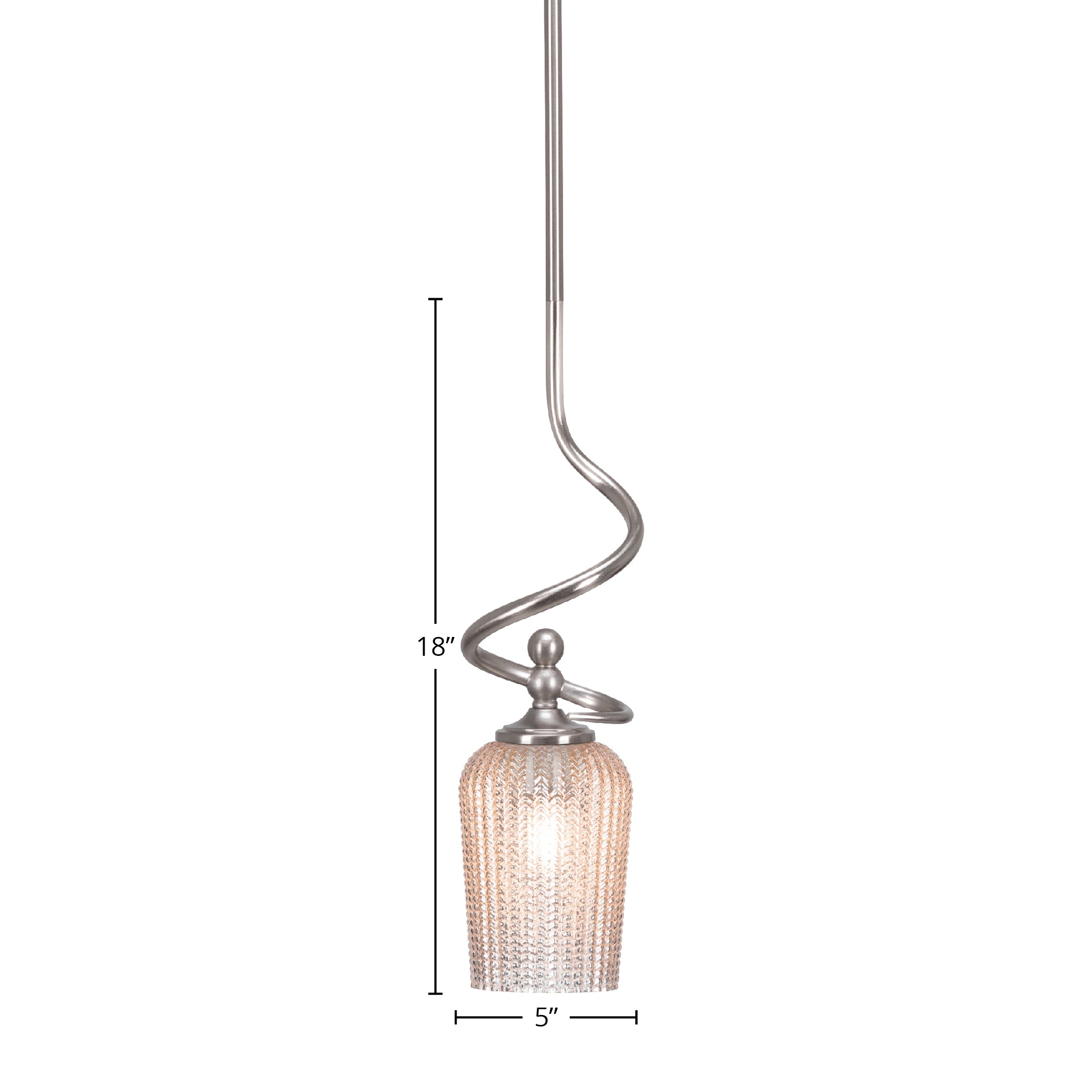 Capri One Light Mini Pendant in Brushed Nickel with 5" Silver Textured Shade