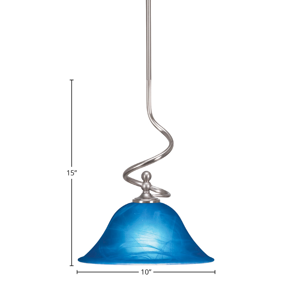 Capri One Light Mini Pendant in Brushed Nickel with 10" Blue Italian Shade
