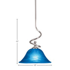 Capri One Light Mini Pendant in Brushed Nickel with 10" Blue Italian Shade