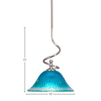 Capri One Light Mini Pendant in Brushed Nickel with 10" Teal Crystal Shade