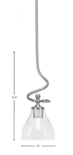 Capri One Light Mini Pendant in Brushed Nickel with 6.25" Clear Bubble Shade