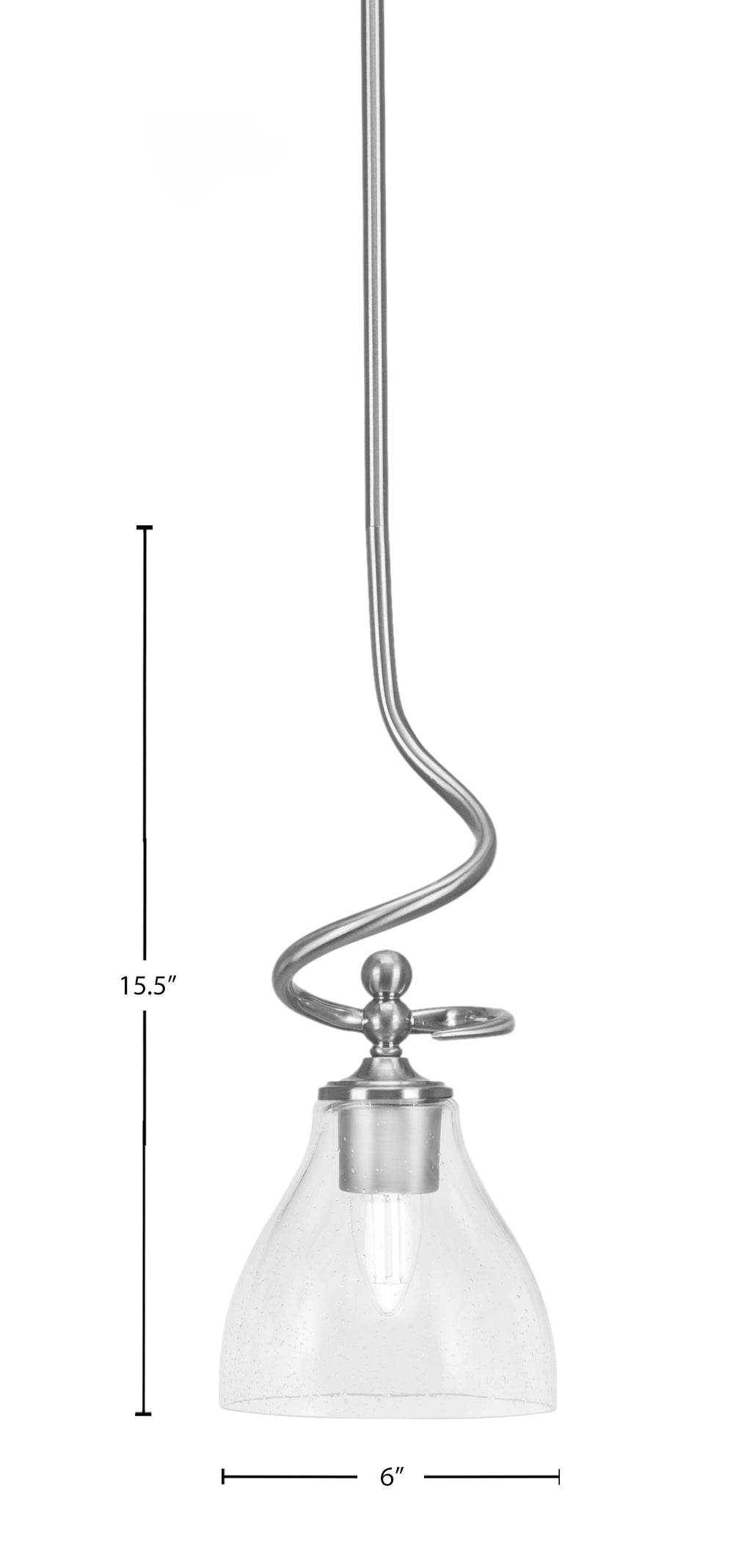 Capri One Light Mini Pendant in Brushed Nickel with 6.25" Clear Bubble Shade