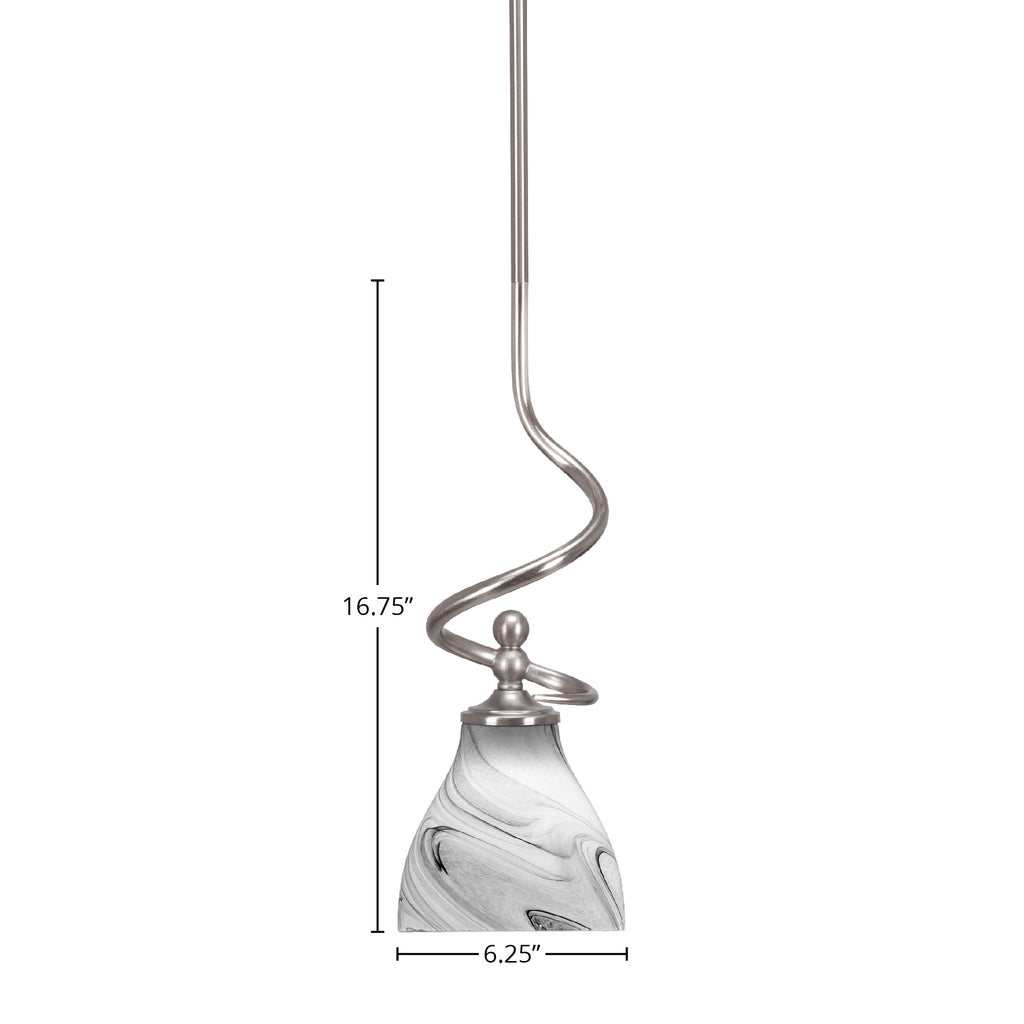 Capri One Light Mini Pendant in Brushed Nickel with 6.25" Onyx Swirl Shade