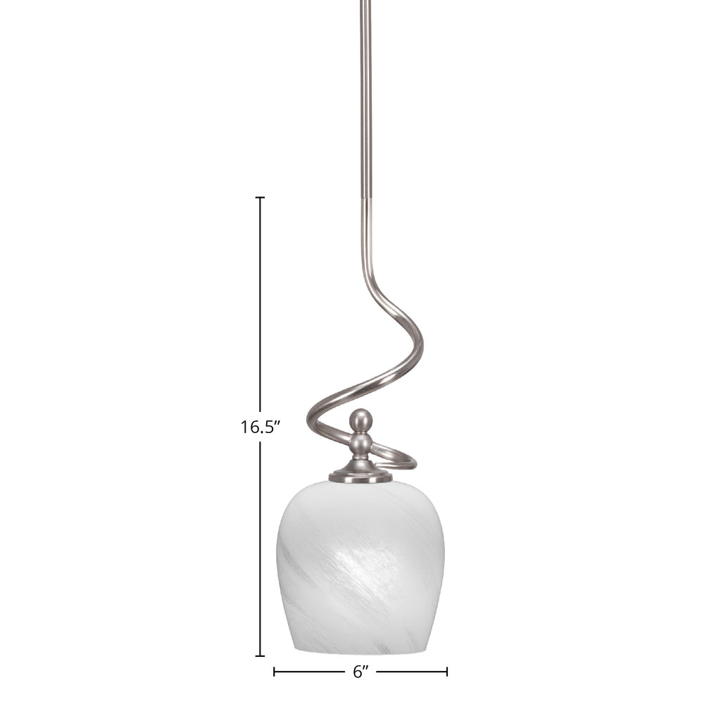 Capri One Light Mini Pendant in Brushed Nickel with 6" White Marble Shade