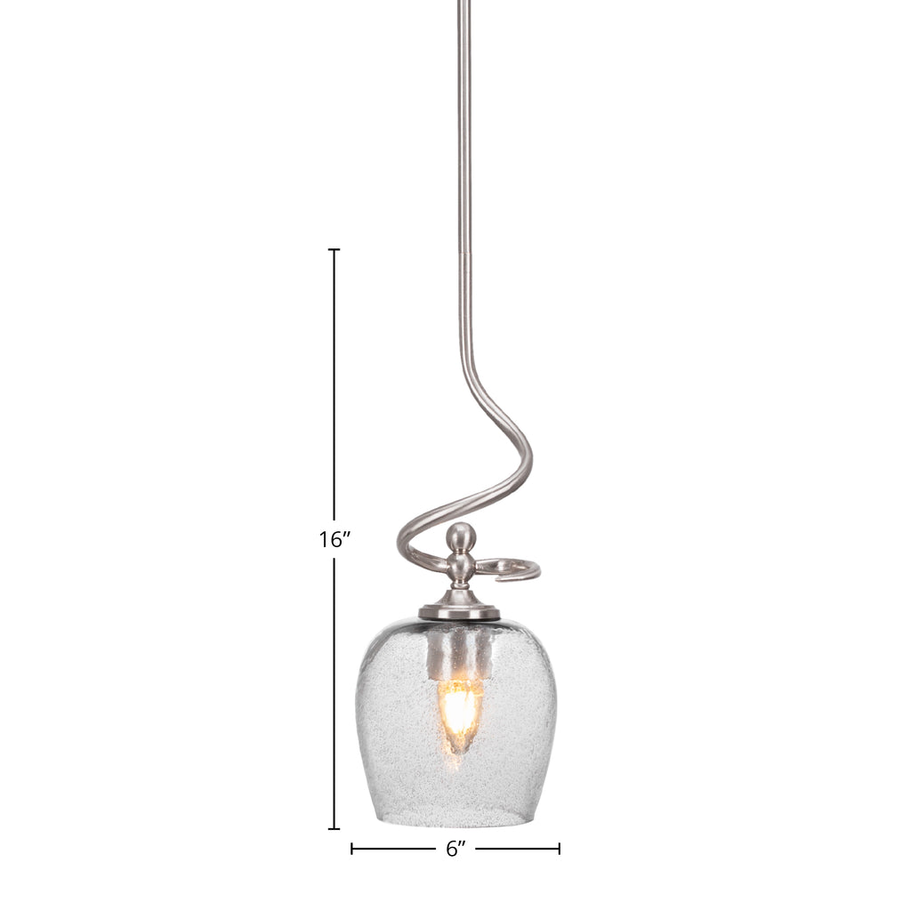 Capri One Light Mini Pendant in Brushed Nickel with 6" Smoke Bubble Shade