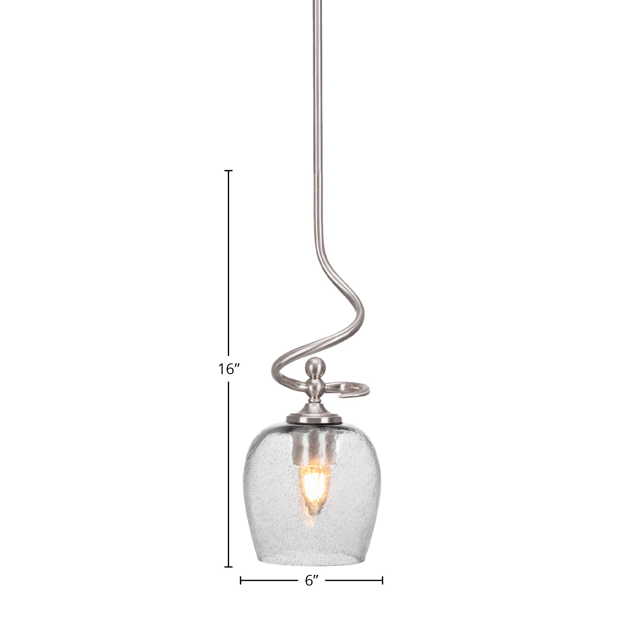 Capri One Light Mini Pendant in Brushed Nickel with 6" Smoke Bubble Shade