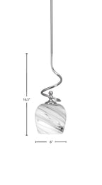 Capri One Light Mini Pendant in Brushed Nickel with 6" Onyx Swirl Shade